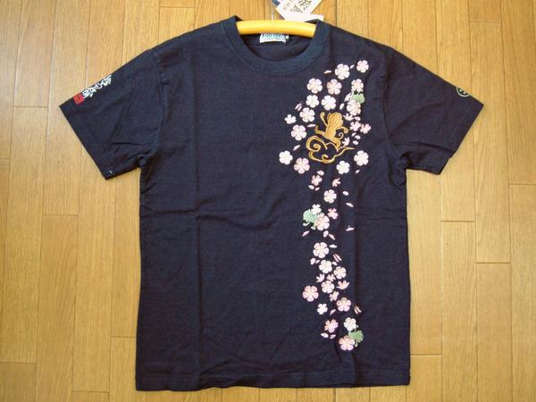 和柄Tシャツ GT-1305A 桜でかくれんぼ 藍染: ゴクー 悟空本舗 GO-COO